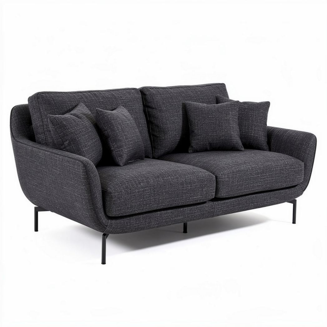 Modern two-seater fabric sofa with plush cushions - 180 x 85 x 80cm