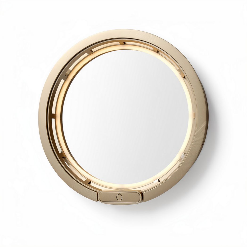 Round mirror with LED light, designed for makeup use, plastic, 20 x 20 x 3cm