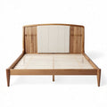 Natural wood bed frame with slatted design - 200 x 160 x 100cm