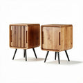 Wooden side table with storage for living room - 40 x 40 x 50cm