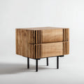 Modern wooden end table with open shelf and drawer - 50 x 40 x 45cm