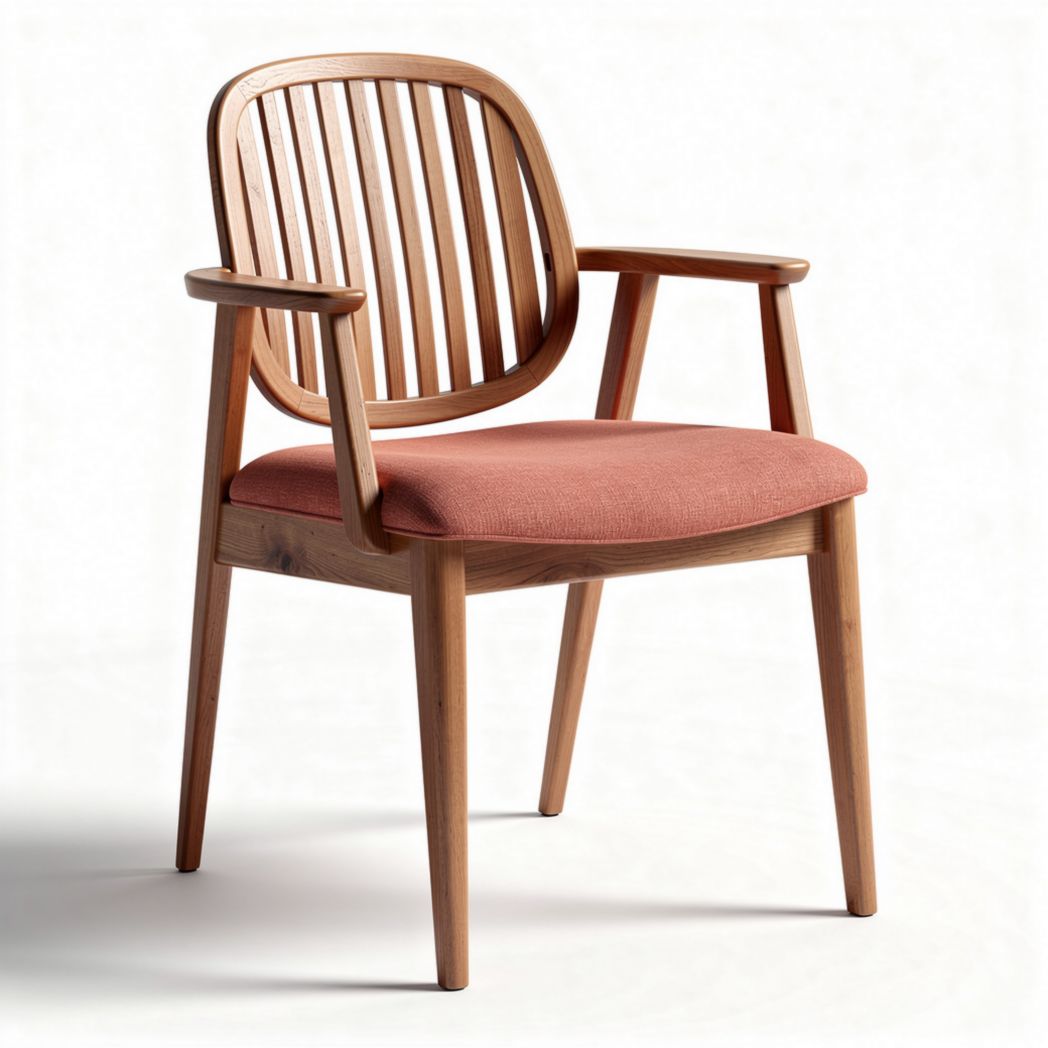 Wooden armchair with fabric seat cushion for dining or living room - 60 x 55 x 75cm