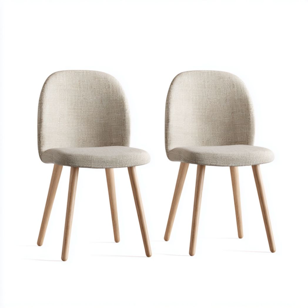 Fabric upholstered dining chair with wood legs - 45 x 50 x 85cm