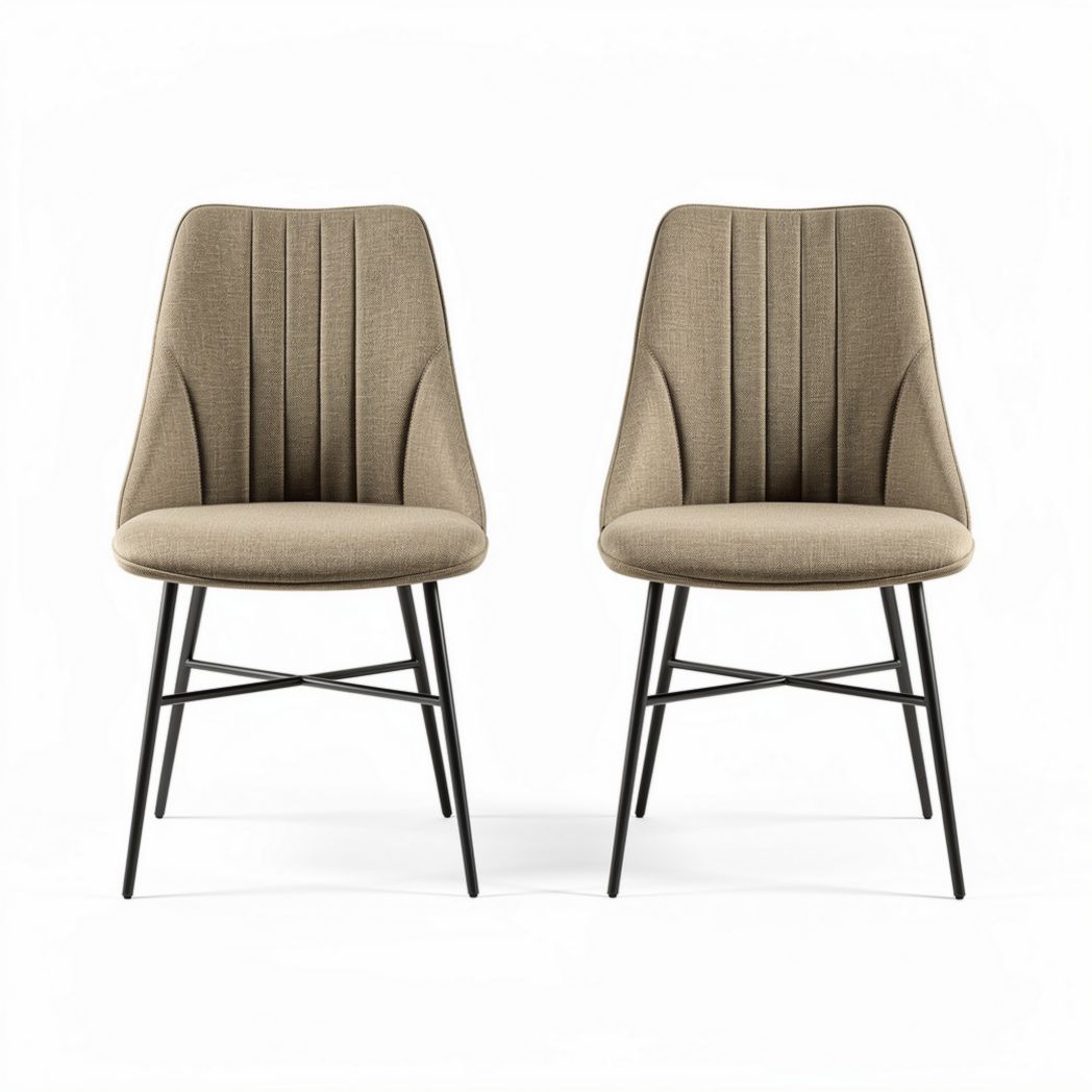 Fabric dining chair set with metal legs - 45 x 50 x 90cm