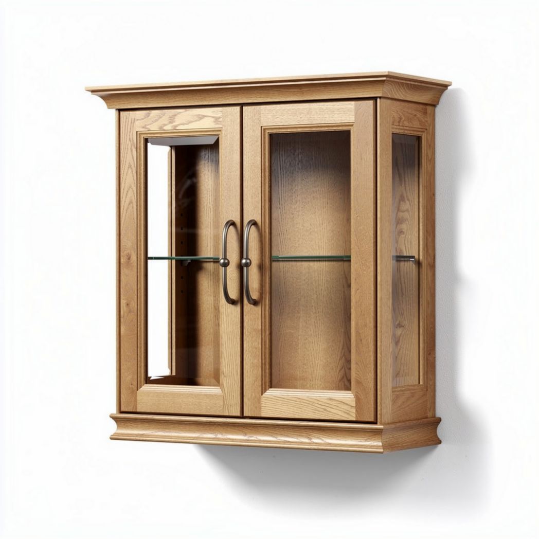Wooden wall-mounted display cabinet for living room - 80 x 35 x 80cm