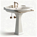 Ceramic pedestal sink with chrome faucet - 60 x 45 x 85cm