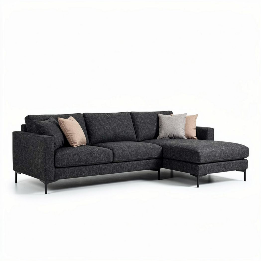 Fabric sectional sofa with chaise lounge - 230 x 100 x 80cm